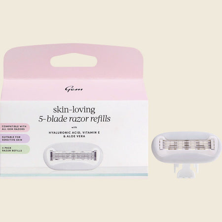 Gem Skin-Loving 5-Blade Razor Refills 4pk