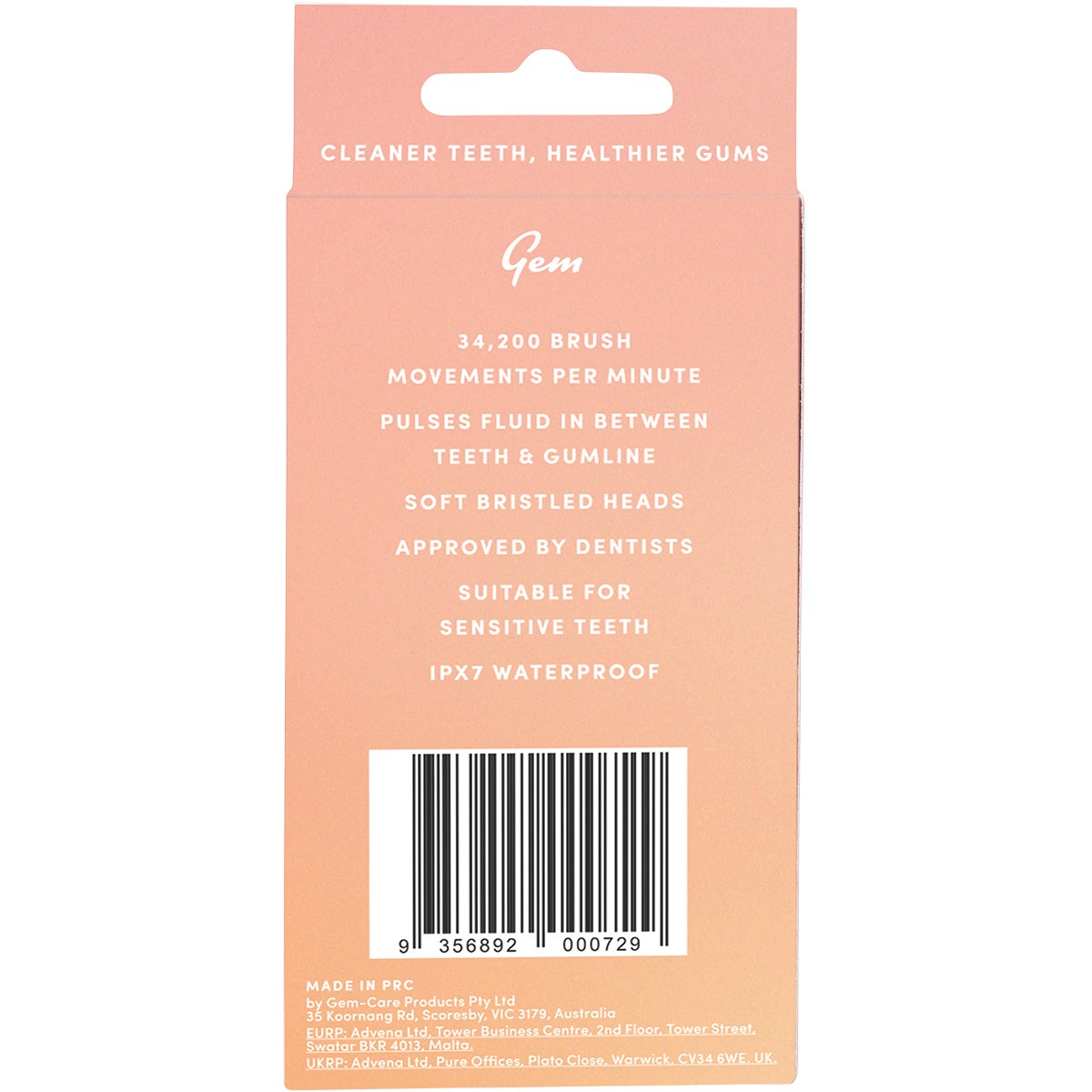 GEM Electric Toothbrush Replacement Heads Watermelon 2pk