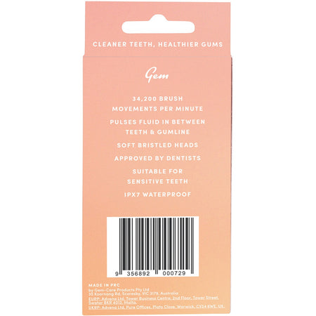 GEM Electric Toothbrush Replacement Heads Watermelon 2pk