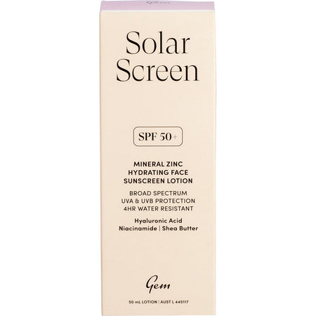 Gem Solar Screen SPF50+ Hydrating Face Sunscreen Lotion 50ml