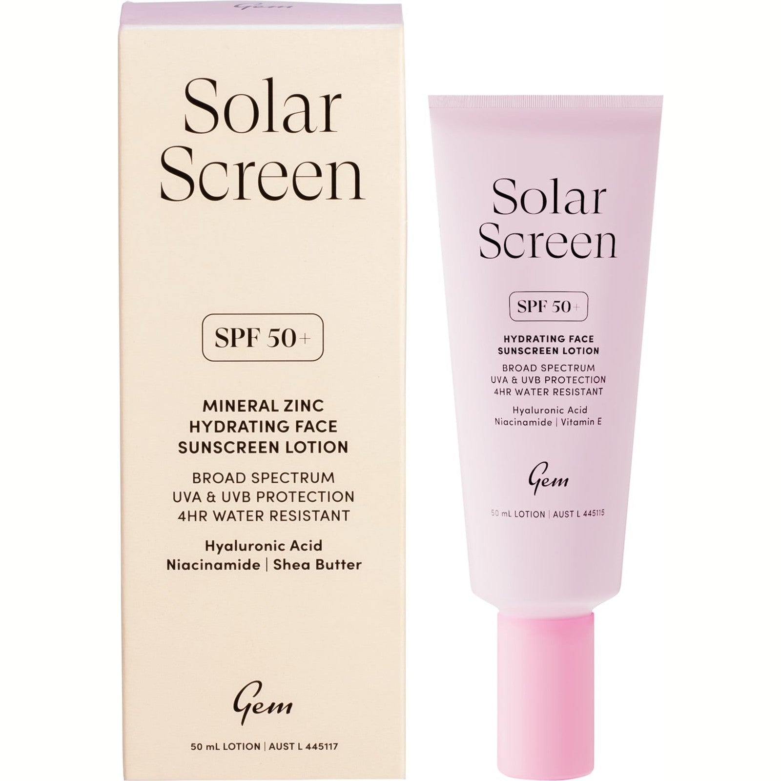 Gem Solar Screen SPF50+ Hydrating Face Sunscreen Lotion 50ml