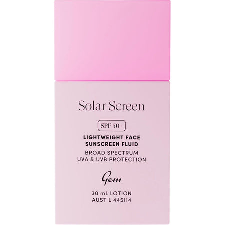 Gem Solar Screen SPF50+ Lightweight Face Sunscreen Fluid 30ml