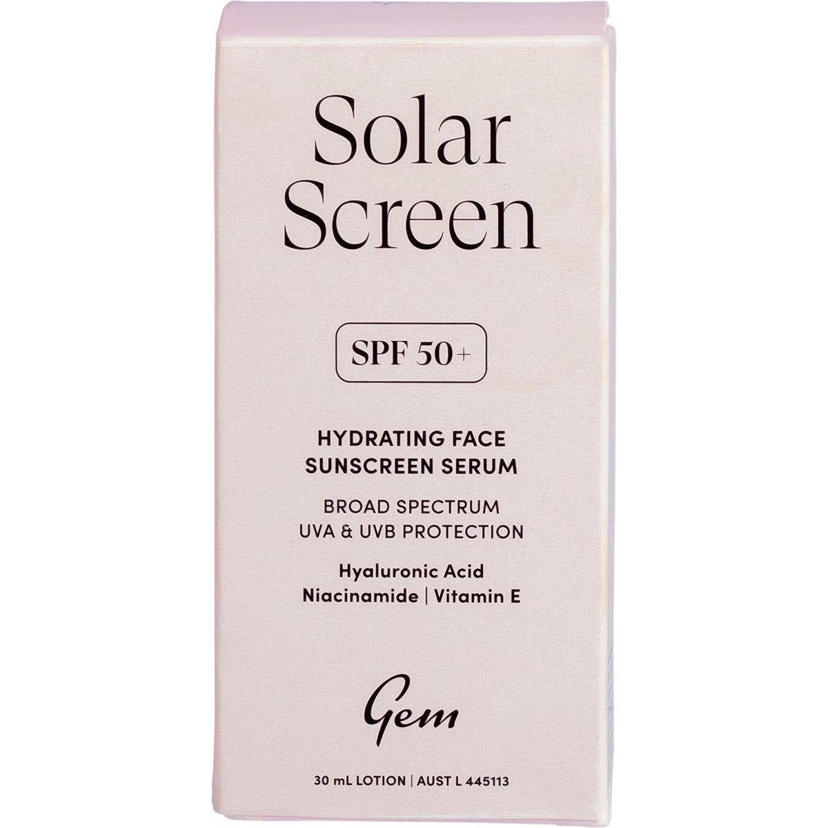 Gem Solar Screen SPF50+ Hydrating Face Sunscreen Serum 30ml