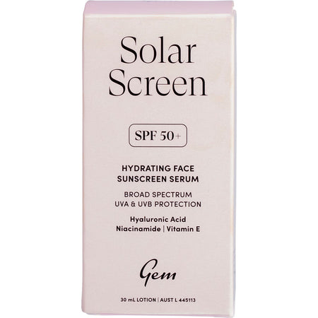 Gem Solar Screen SPF50+ Hydrating Face Sunscreen Serum 30ml