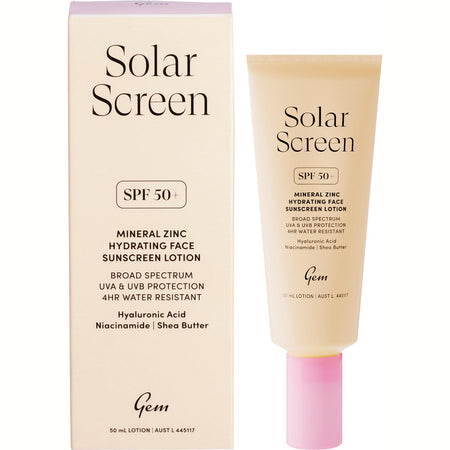 Gem Solar Screen SPF50+ Mineral Zinc Hydrating Face Lotion 50ml
