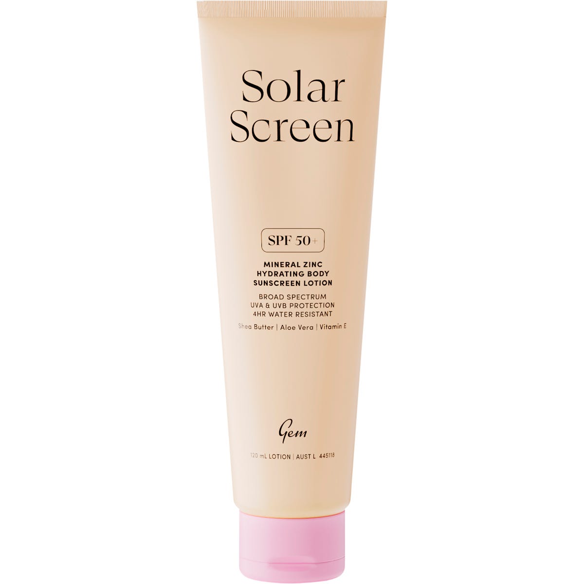 Gem Solar Screen SPF50+ Mineral Zinc Hydrating Body Lotion 120ml
