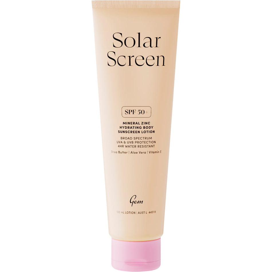 Gem Solar Screen SPF50+ Mineral Zinc Hydrating Body Lotion 120ml