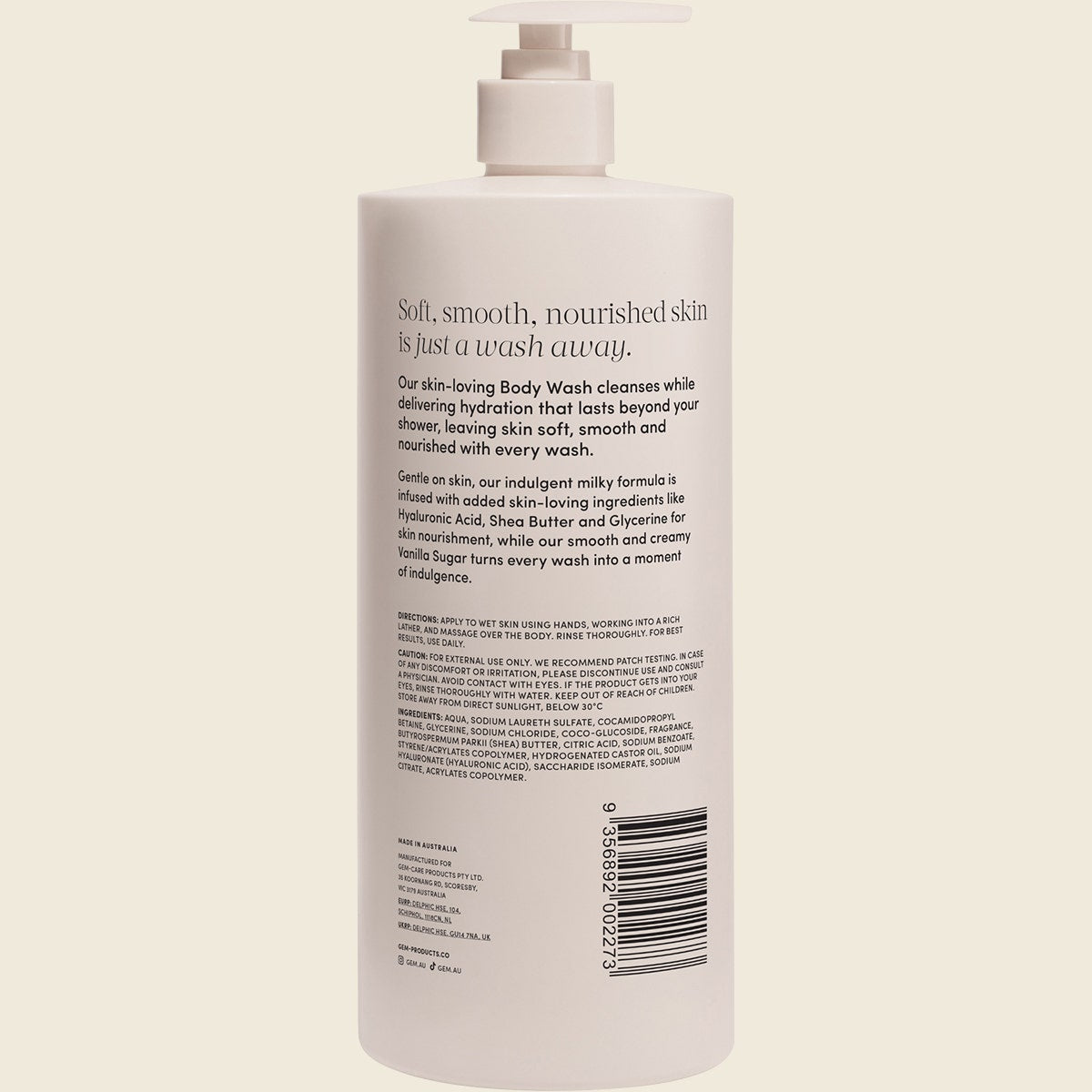 Gem Skin-Loving Body Wash Vanilla Sugar 900ml
