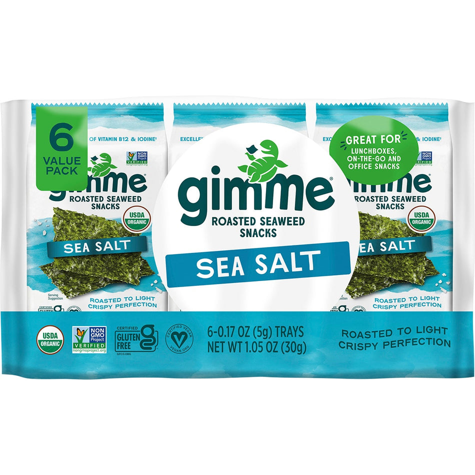 GIMME Roasted Seaweed Snacks Sea Salt - 6 Pack 6x5g