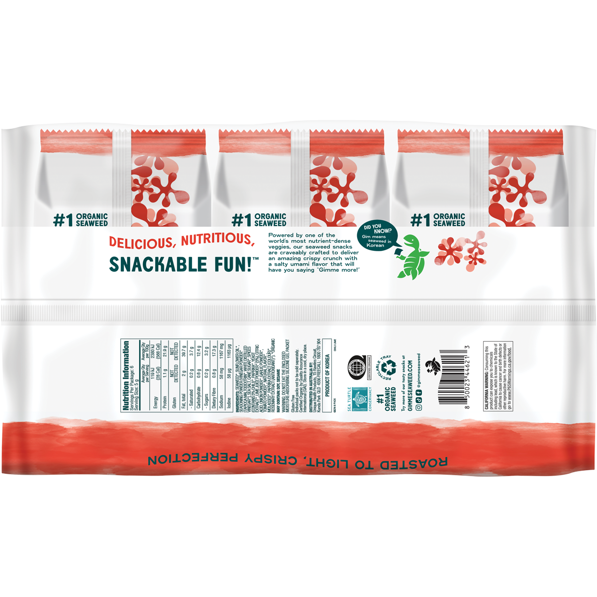 gimME Roasted Seaweed Snacks Chili Lime 30g x 8 Pack