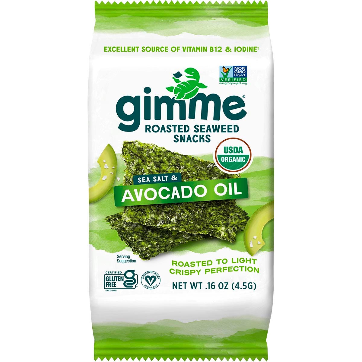 GIMME Roasted Seaweed Snacks Sea Salt & Avocado Oil 6x4.5g