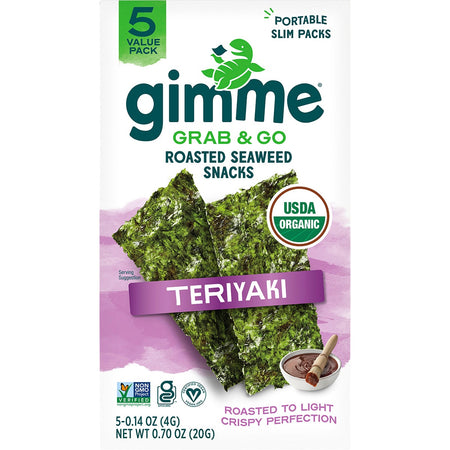 GimMe Roasted Seaweed Snacks Grab & Go Teriyaki 5x4g