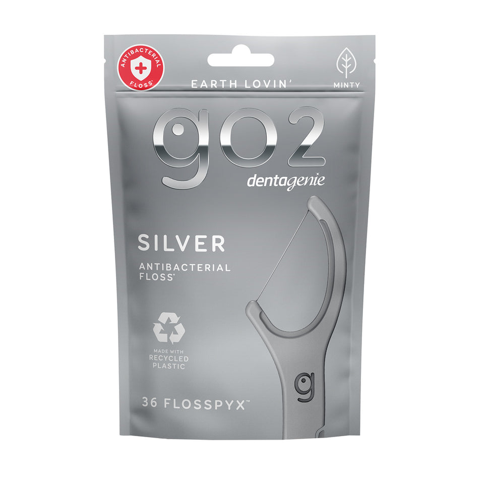 GO2 Dentagenie Silver Anti-Bacterial FlossPyx Minty 36 Pack
