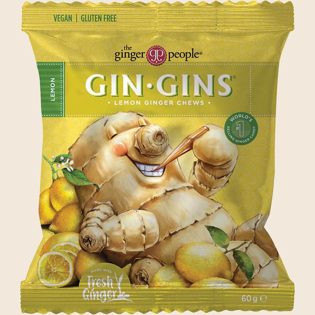 The Ginger People Gin Gins Lemon Ginger Chews 12x60g