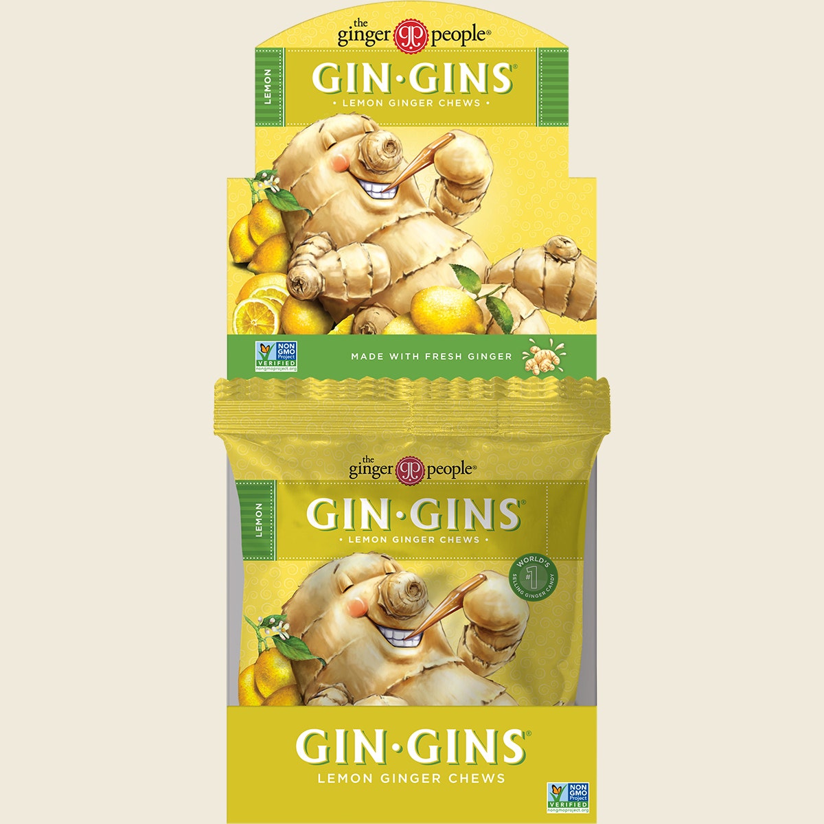 The Ginger People Gin Gins Lemon Ginger Chews 12x60g