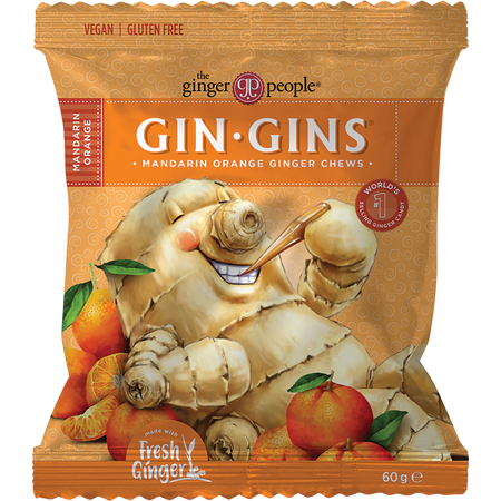 The Ginger People Gin Gins Mandarin Orange Chewy Ginger Candy 60g x 12 Pack