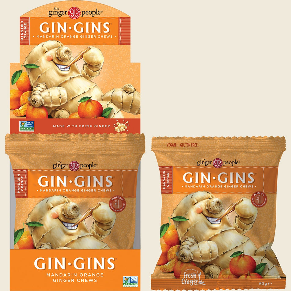 The Ginger People Gin Gins Mandarin Orange Ginger Chews 12x60g
