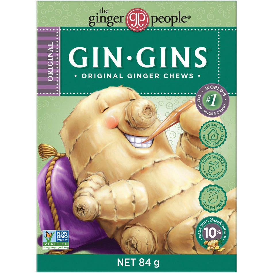 THE GINGER PEOPLE Gin Gins Ginger Candy Chewy - Original 12x 84g