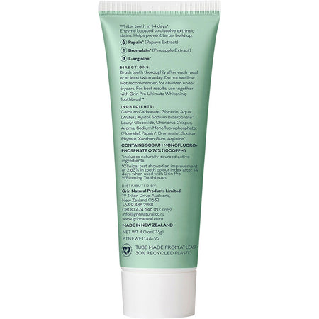 Grin Pro Toothpaste Enzyme Whitening with Fluoride 113g