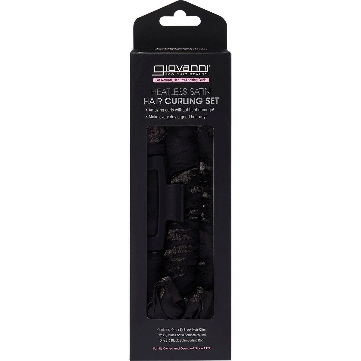GIOVANNI Heatless Satin Hair Curling Set Black