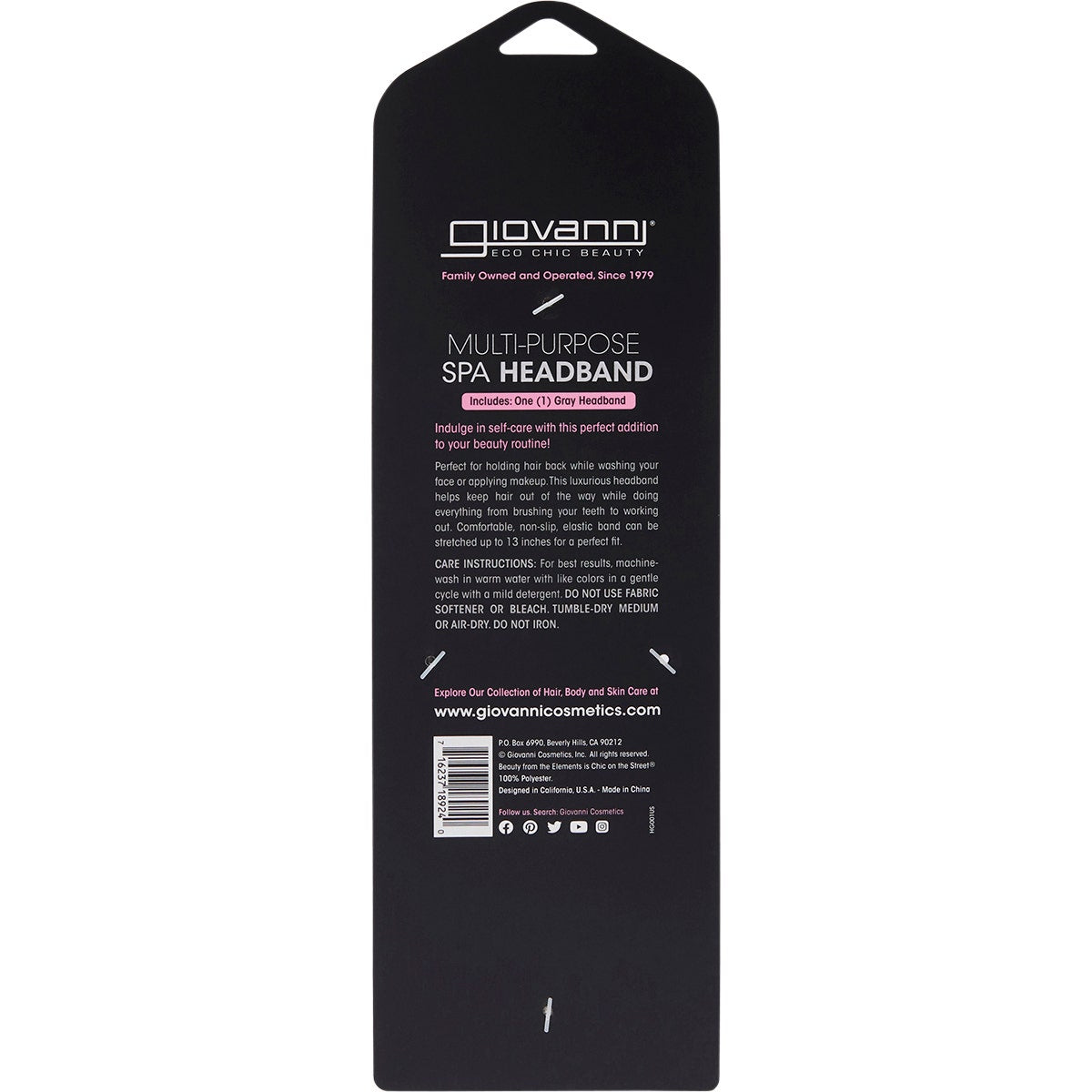 GIOVANNI SPA Headband Multi-Purpose Grey