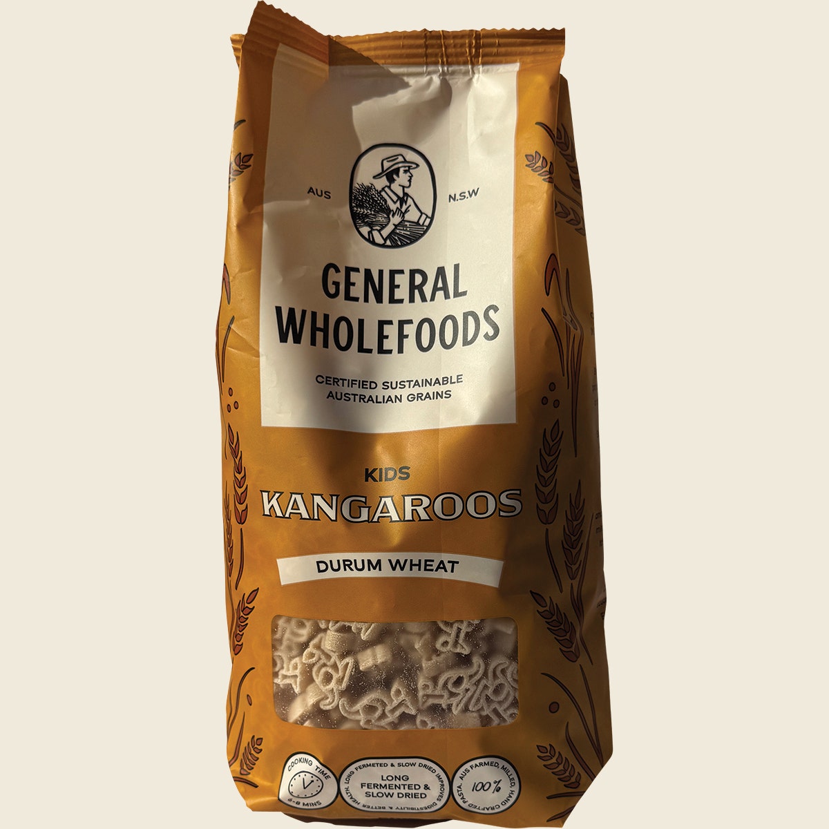 General Wholefoods Durum Wheat Pasta Kids Kangaroos 500g