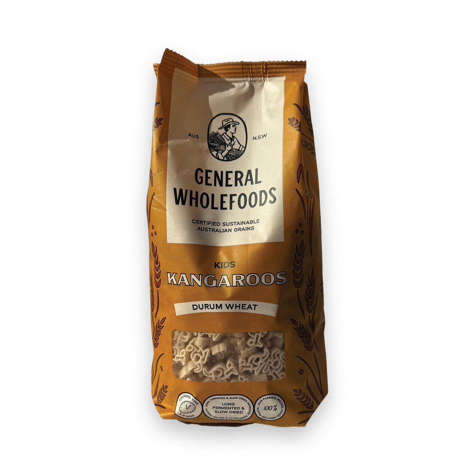 General Wholefoods Durum Wheat Pasta Kids Kangaroos 500g