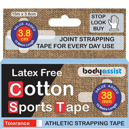 Bodyassist Cotton Sports Strapping Tape - 1 Roll - 38mm Flesh 15m