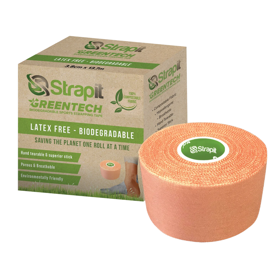 Greentech Strapit 2.0 Sports Strapping Tape - 38mm x 13.7M (Biodegradable/Latex free)