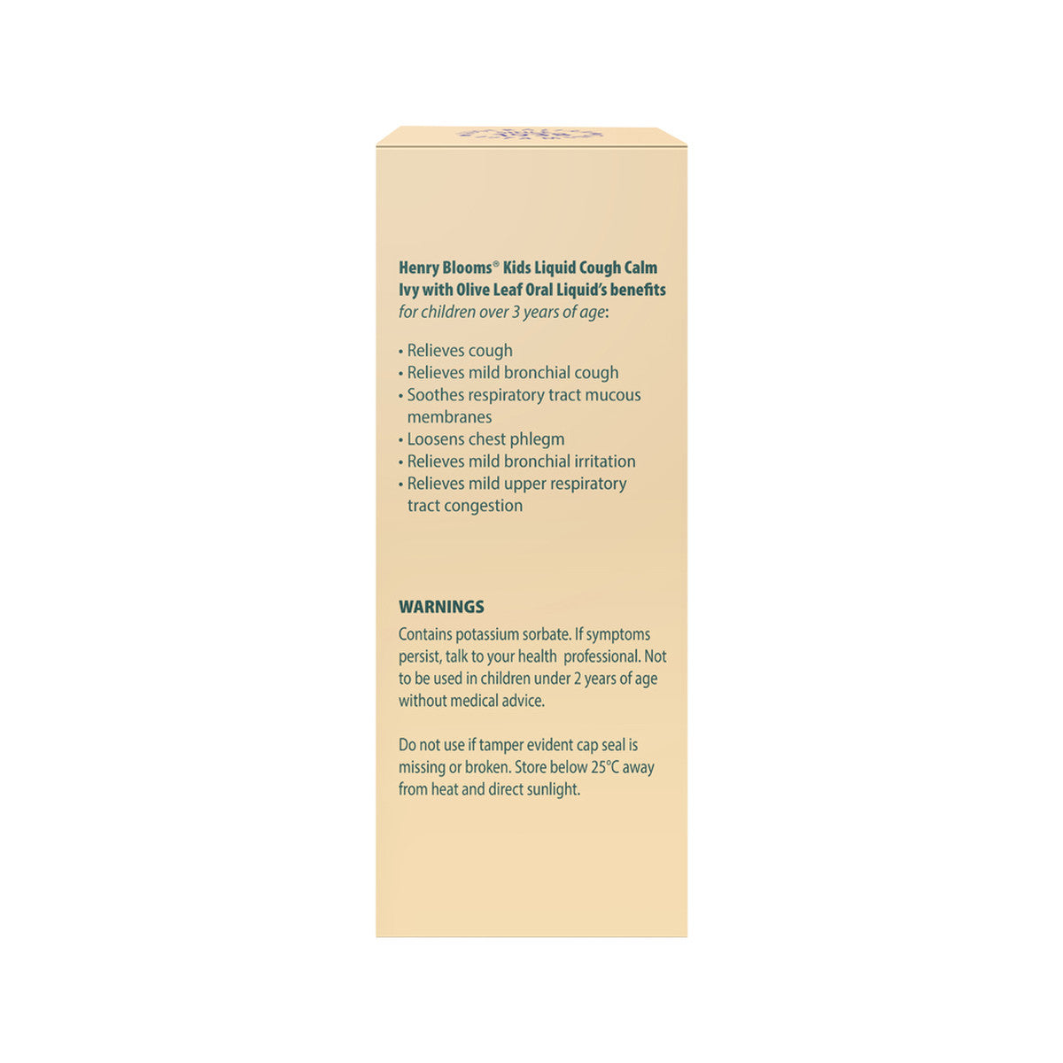 Henry Blooms Kids Liquid Cough Calm Ivy with Olive Leaf Orange 100ml