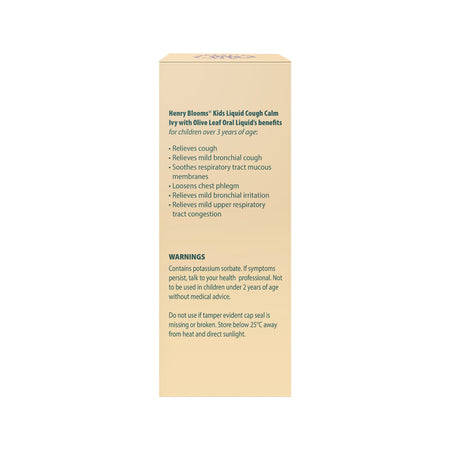 Henry Blooms Kids Liquid Cough Calm Ivy with Olive Leaf Orange 100ml