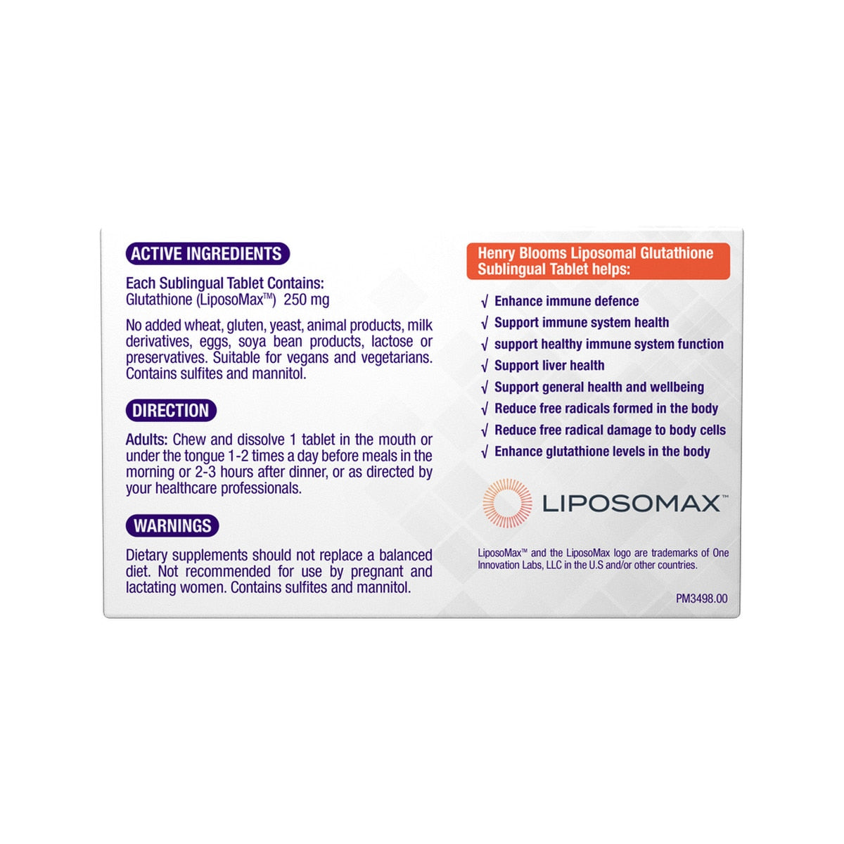Henry Blooms Liposomal Glutathione Sublingual 30t