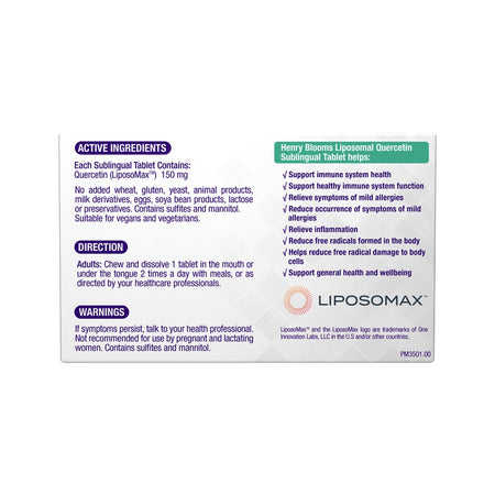 Henry Blooms Liposomal Quercetin Sublingual 30t