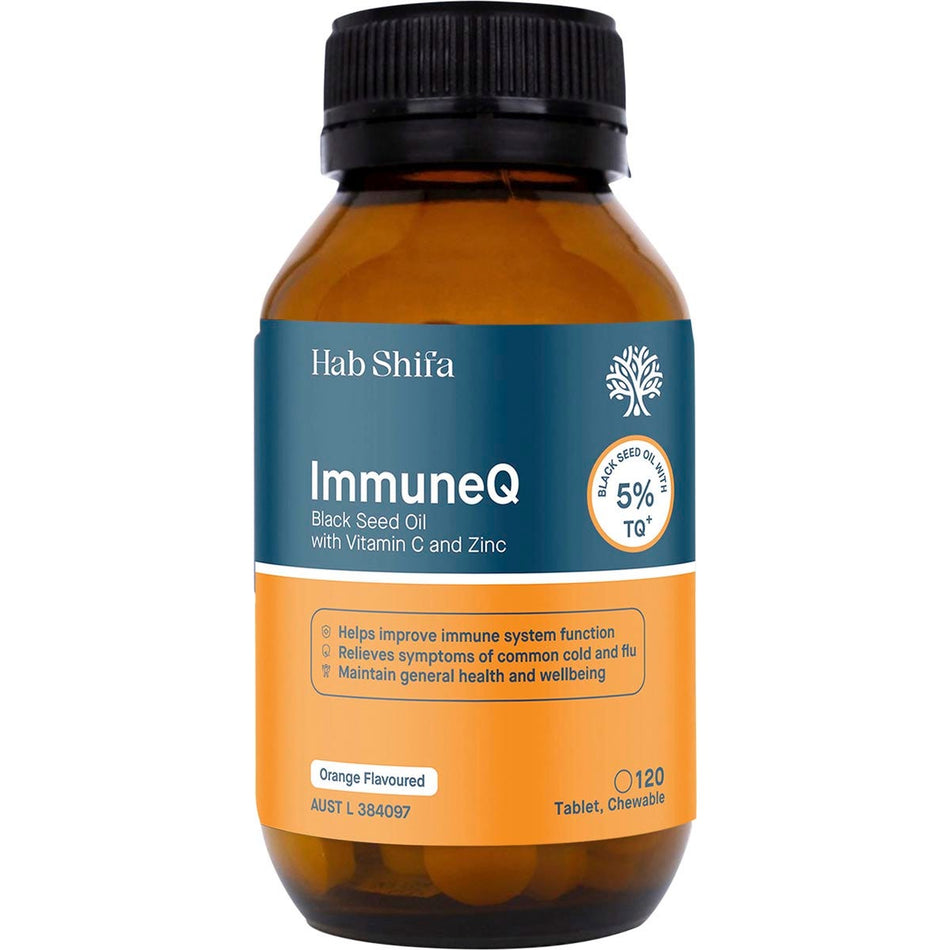 Hab Shifa ImmuneQ Organic Black Seed Tablets With Vitamin C & Zinc 120