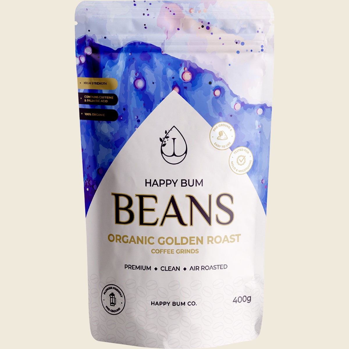 Happy Bum Ground Coffee Beans Golden Roast 400g