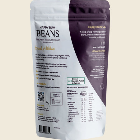 Happy Bum Ground Coffee Beans Medium Roast 400g