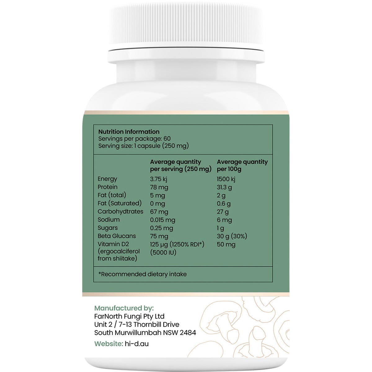 Hi-D Natural Vitamin D 5000 IU 60 Caps