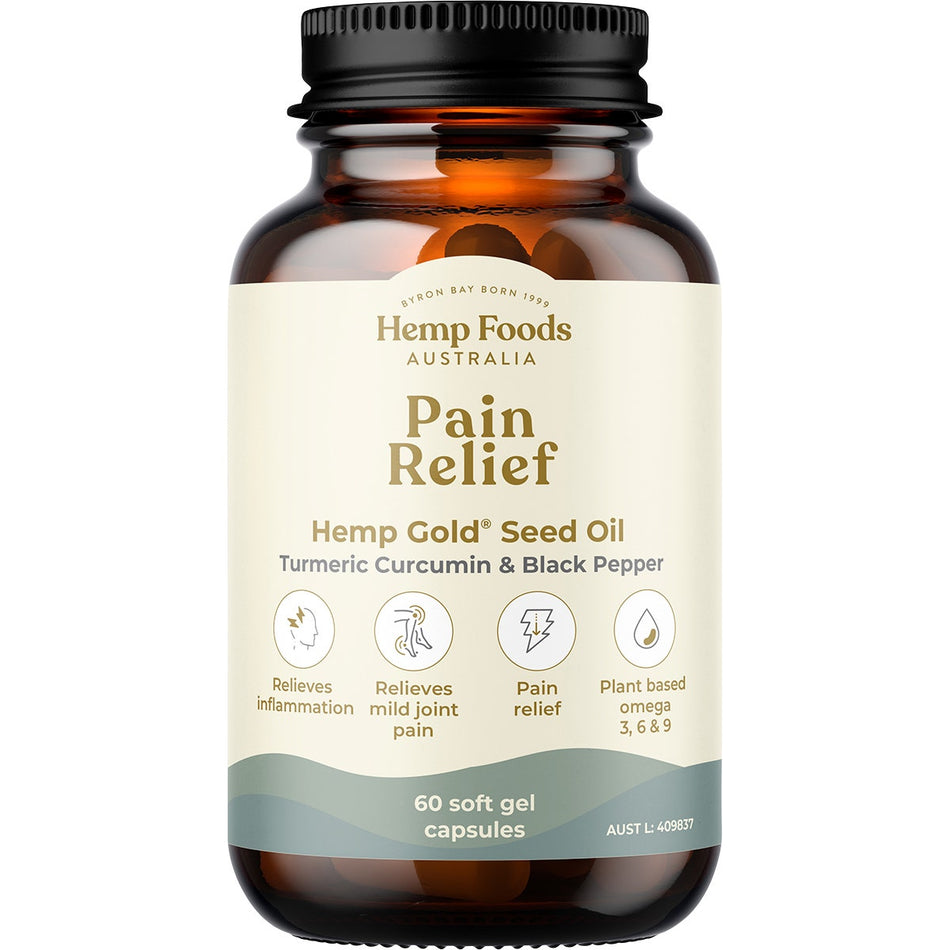 HEMP FOODS AUSTRALIA Pain Relief Capsules with Hemp Gold Seed Oil 60