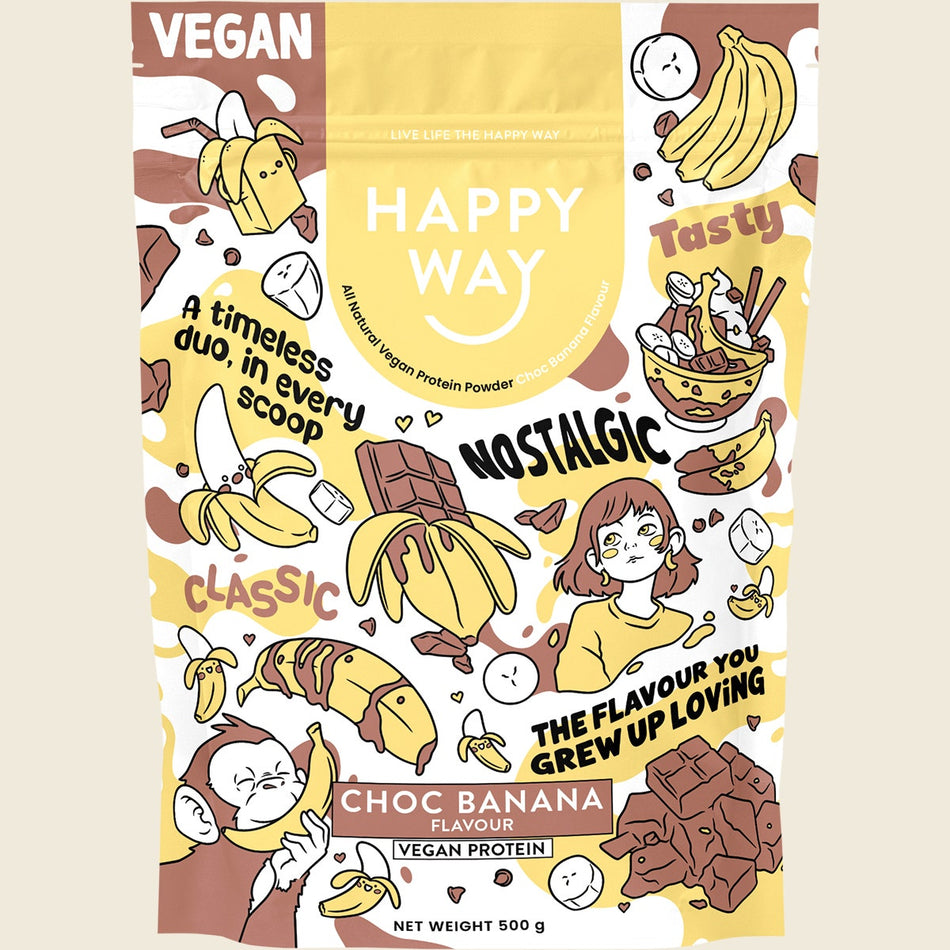 Happy Way Vegan Protein Powder Choc Banana 500g