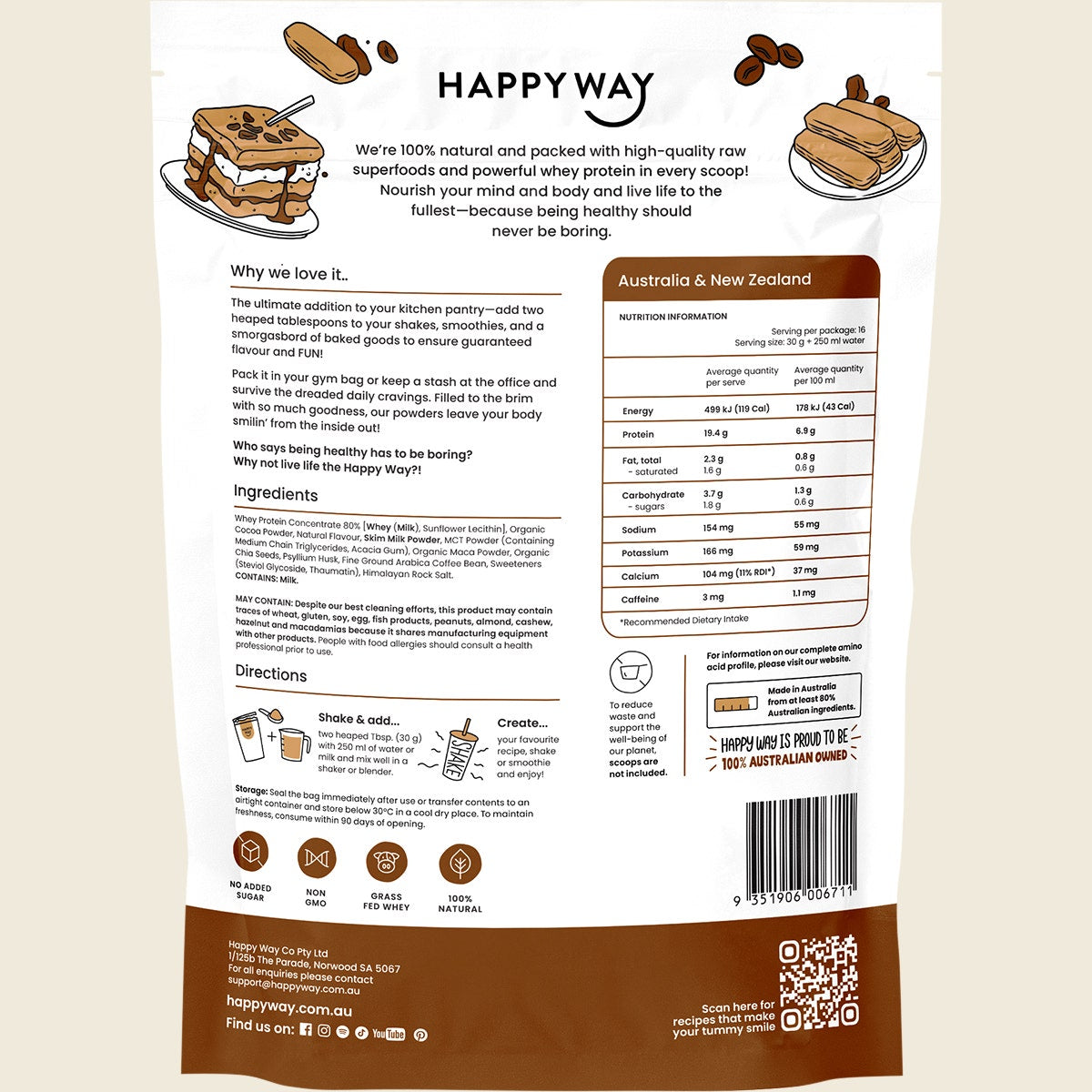 Happy Way Whey Protein Powder Tiramisu 500g
