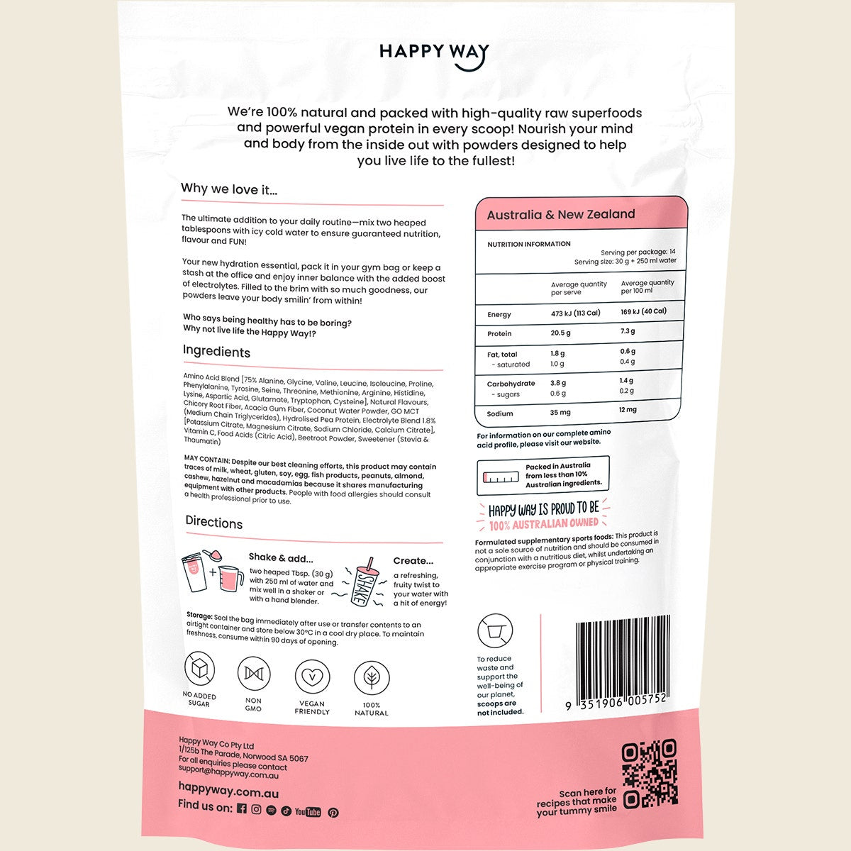 Happy Way Vegan Protein Water Lychee 420g