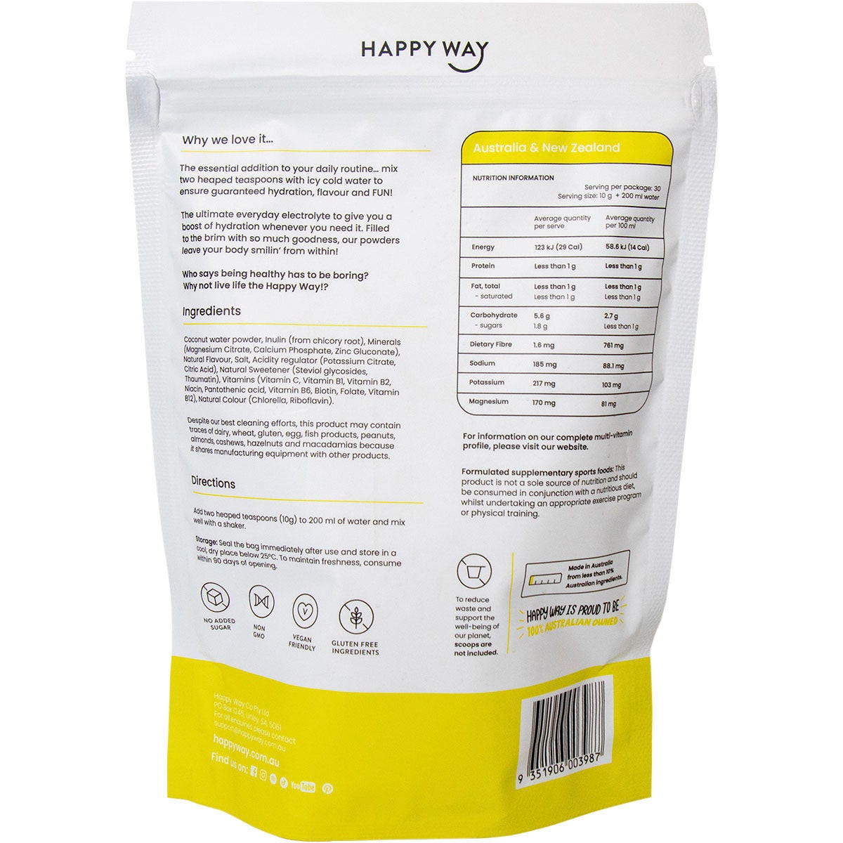 HAPPY WAY Electrolyte Powder Lemon Lime 300g