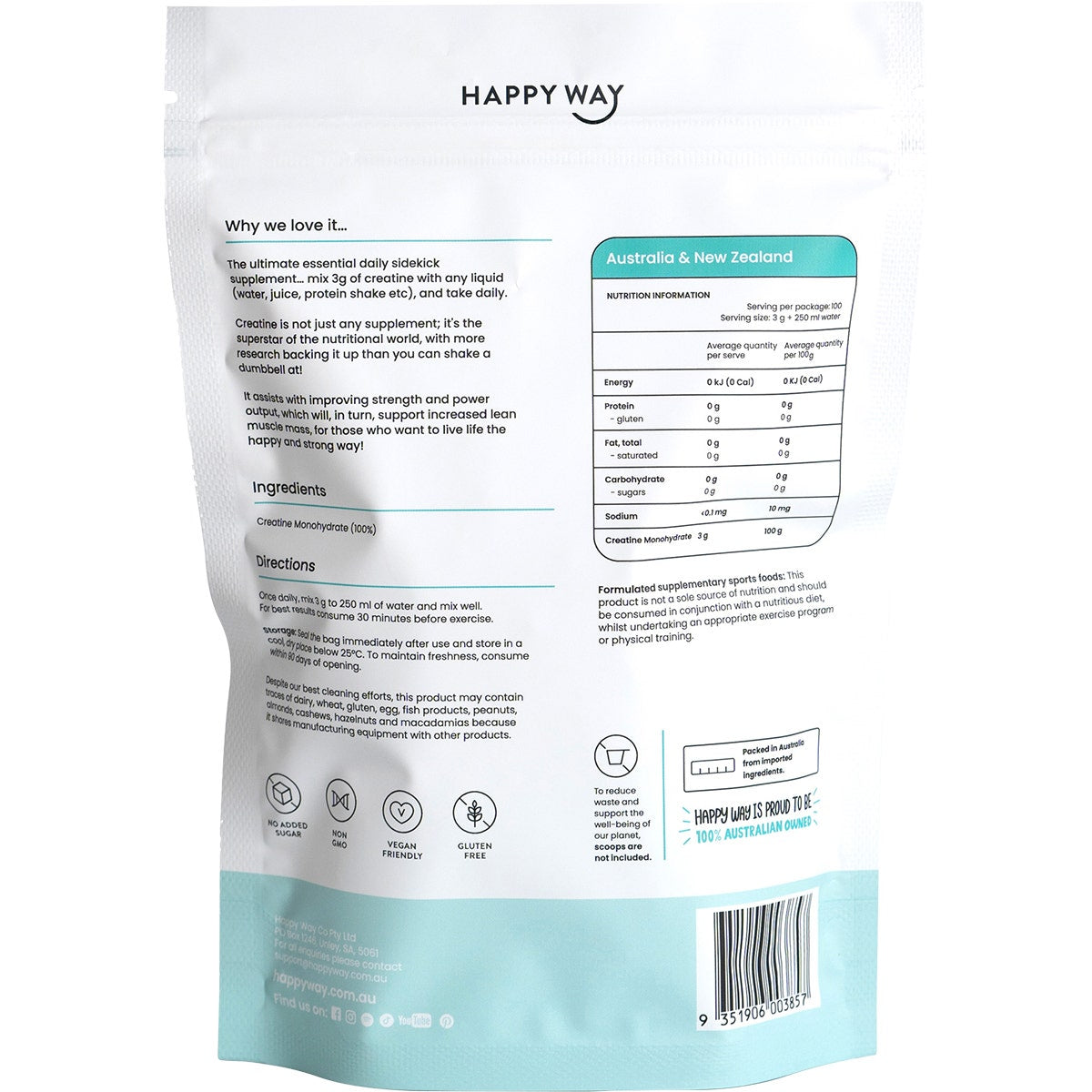 HAPPY WAY Creatine Powder Monohydrate 300g