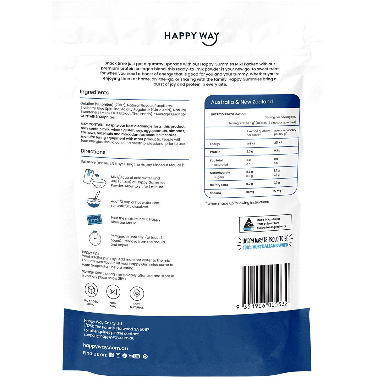 Happy Way Happy Gummies Blue Raspberry 210g