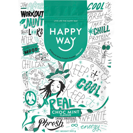 Happy Way Whey Protein Powder Choc Mint 500g