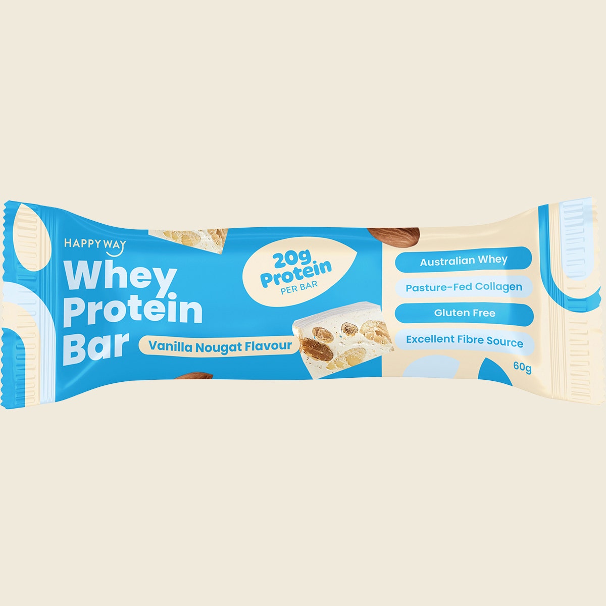 Happy Way Whey Protein Bar Vanilla Nougat 10x60g