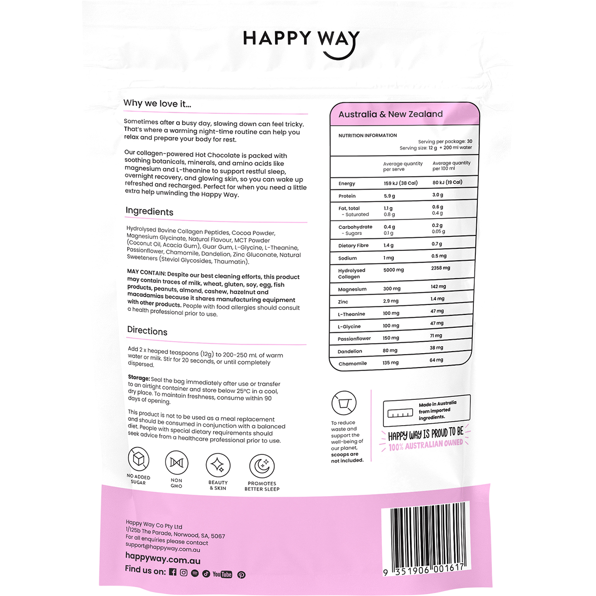 Happy Way Collagen Hot Choccy 360g