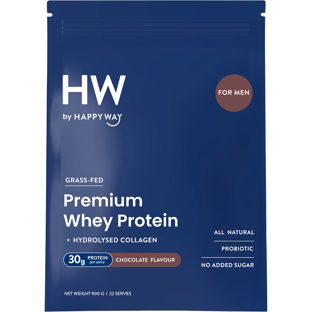 Happy Way Men's Premium Whey Protein Powder Chocolate 900g