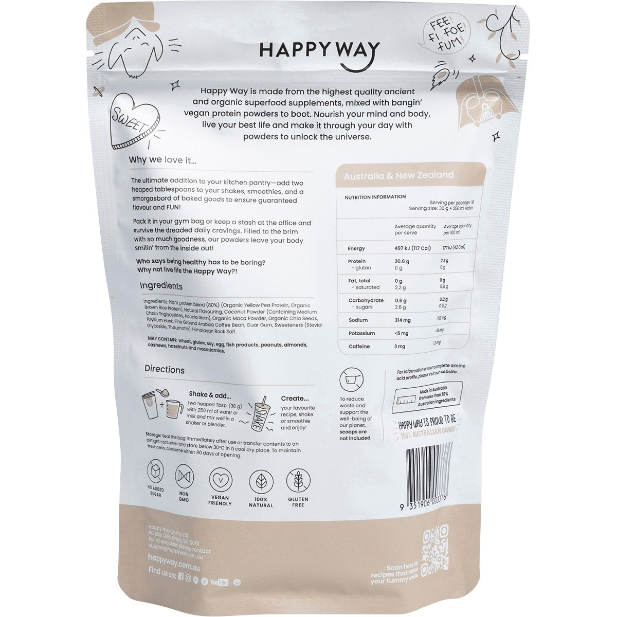 HAPPY WAY Vegan Protein Powder Coffee 500g