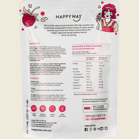 Happy Way Whey Protein Powder White Chocolate Raspberry 6x60g